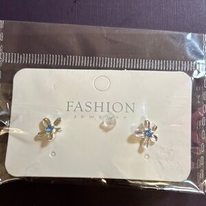 Silver and Blue Flower Earrings